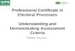 Professional Certificate in Electoral Processes Understanding and Demonstrating Assessment Criteria Facilitator: Tony Cash