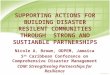 SUPPORTING ACTIONS FOR BUILDING DISASTER RESILENT COMMUNITIES THROUGH STRONG AND SUSTIANBLE PARTNERSHIPS Nicole A. Brown, ODPEM, Jamaica 5 th Caribbean