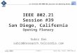 21-10-0125-00-0000-WG_Session-39_Opening_Notes.ppt July 2010 Subir Das, Chair, IEEE 802.21Slide 1 IEEE 802.21 Session #39 San Diego, California Opening