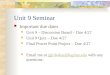 Unit 9 Seminar Important due dates Unit 9 – Discussion Board – Due 4/27 Unit 9 Quiz – Due 4/27 Final Power Point Project – Due 4/27 Email me at jglobokar@kaplan.edu