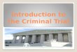 Introduction to the Criminal Trial. The 10 Parts of a Criminal Trial 1. Jury Selection 2. Opening STATEMENTS 3. Presentation of the Prosecution Case 4