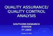QUALITY ASSURANCE/ QUALITY CONTROL ANALYSIS SOUTHERN RESEARCH STATION FY 2003 October 22, 2003