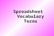 Spreadsheet Vocabulary Terms. DATA This is distinct pieces of information, usually formatted in a special way -- variety of forms -- as numbers or text