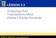 CENTURY 21 ACCOUNTING © Thomson/South-Western LESSON 2-3 Analyzing How Transactions Affect Owner’s Equity Accounts