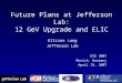 Future Plans at Jefferson Lab: 12 GeV Upgrade and ELIC Allison Lung Jefferson Lab DIS 2007 Munich, Germany April 19, 2007
