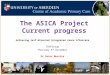 The ASICA Project Current progress Achieving Self-directed Integrated Cance Aftercare TDUFGroup Thursday 5 th December Dr Peter Murchie