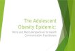 The Adolescent Obesity Epidemic: Micro and Macro Perspectives for Health Communication Practitioners