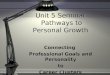 Unit 5 Seminar Pathways to Personal Growth Connecting Professional Goals and Personality to Career Clusters Connecting Professional Goals and Personality