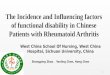 The Incidence and Influencing factors of functional disability in Chinese Patients with Rheumatoid Arthritis West China School Of Nursing, West China Hospital,