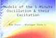 Models of the 5-Minute Oscillation & their Excitation Bob Stein – Michigan State U. 1