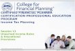 ©2015, College for Financial Planning, all rights reserved. Session 13 Unearned Income Rules & Educational Provisions CERTIFIED FINANCIAL PLANNER CERTIFICATION