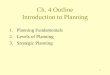 1 Ch. 4 Outline Introduction to Planning 1.Planning Fundamentals 2.Levels of Planning 3.Strategic Planning