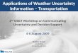Applications of Weather Uncertainty Information – Transportation 2 nd OS&T Workshop on Communicating Uncertainty and Decision Support 4-6 August 2009 Sheldon