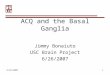 6/26/20071 ACQ and the Basal Ganglia Jimmy Bonaiuto USC Brain Project 6/26/2007