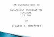 1 AN INTRODUCTION TO MANAGEMENT INFORMATION SYSTEMS IS 340 BY CHANDRA S. AMARAVADI