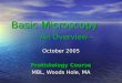Basic Microscopy – An Overview – October 2005 Protistology Course MBL, Woods Hole, MA