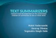 Rohit Yaduvanshi Anurag Meena Yogendra Singh Dabi research and development on the automated creation of summaries of one or more texts