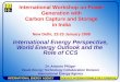 INTERNATIONAL ENERGY AGENCY AGENCE INTERNATIONALE DE L’ENERGIE International Workshop on Power Generation with Carbon Capture and Storage in India New