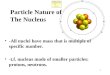 Particle Nature of The Nucleus -All nuclei have mass that is multiple of specific number. -t.f. nucleus made of smaller particles: protons, neutrons. 1