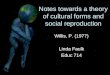 Notes towards a theory of cultural forms and social reproduction Willis, P. (1977) Linda Faulk Educ 714