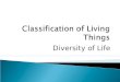 Diversity of Life  Classification is the grouping of things according to internal and external characteristics  The science of classifying organisms