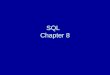 SQL Chapter 8. SQL or SEQUEL - (Structured English Query Language) Based on relational algebra Developed in 1970's released in early 1980's Standardized