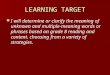 LEARNING TARGET I will determine or clarify the meaning of unknown and multiple-meaning words or phrases based on grade 8 reading and content, choosing