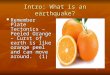Intro: What is an earthquake? Remember Plate Tectonics – Peeled Orange – Curst of earth is like orange peel and can move around. (1) Remember Plate Tectonics