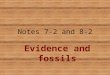 Notes 7-2 and 8-2 Evidence and fossils. Evidence of evolution Similar body structures Patterns of early development Molecular structure Fossils