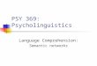 PSY 369: Psycholinguistics Language Comprehension: Semantic networks