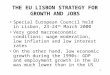 THE EU LISBON STRATEGY FOR GROWTH AND JOBS Special European Council held in Lisbon, 23-24 th March 2000 Very good macroeconomic conditions: wage moderation,