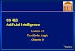 CS 416 Artificial Intelligence Lecture 17 First-Order Logic Chapter 9 Lecture 17 First-Order Logic Chapter 9