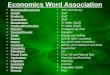 Economics Word Association Economy/Economics Goods Products Commodity Manufacture Produce/Production Industry Tourism/Tourist Trade Export Import Currency
