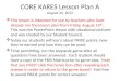 CORE KARES Lesson Plan A August 26, 2015  This lesson is intended for use by teachers who have already ran the lesson plan from Friday, August 14 th