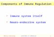 Medical ImmunologyDEPARTMENT OF IMMUNOLOGY 1  Immune system itself  Neuro-endocrine system Components of Immune Regulation