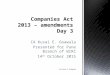 CA Kusai E. Goawala Presented for Pune Branch of WIRC 14 th October 2015 Companies Act 2013 – amendments Day 3 CA Kusai E Goawala