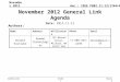 Doc.: IEEE P802.11-12/1264r4 Submission November 2012 Donald Eastlake 3rd, Huawei TechnologiesSlide 1 November 2012 General Link Agenda Date: 2012-11-12