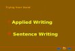 Trying Your Hand  Applied Writing Applied Writing Applied Writing  Sentence Writing Sentence WritingSentence Writing