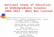 National Study of Education in Undergraduate Science: 2006-2012 – What Was Learned Dennis Sunal, Cynthia Szymanski Sunal, Erika Steele, Donna Turner The
