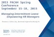 Thomas G. Collins, Esq., Buchanan Ingersoll & Rooney PC 2015 PACAH Spring Conference September 15-18, 2015 Managing Intermittent Leave: Empowering HR Managers