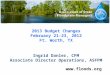 2013 Budget Changes February 21-23, 2012 Ft. Worth, TX  Ingrid Danler, CFM Associate Director Operations, ASFPM