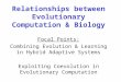 Relationships between Evolutionary Computation & Biology Focal Points: Combining Evolution & Learning in Hybrid Adaptive Systems Exploiting Coevolution