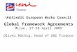 UniCredit European Works Council Global Framework Agreements Milan, 27-28 April 2009 Oliver Röthig, Head of UNI Finance