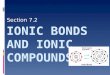 Section 7.2. Forming Ionic Compounds Since ions have charges, ions with opposite charges will be attracted to each other. The force that pulls them together