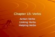 Chapter 15: Verbs Action Verbs Linking Verbs Helping Verbs