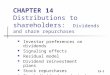 15-1 CHAPTER 14 Distributions to shareholders: Dividends and share repurchases Investor preferences on dividends Signaling effects Residual model Dividend