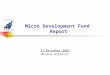 Micro Development Fund Report 31 December 2005 Milena Gojkovic