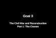 Goal 3 The Civil War and Reconstruction Part 1: The Causes