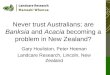 Never trust Australians; are Banksia and Acacia becoming a problem in New Zealand? Gary Houliston, Peter Heenan Landcare Research, Lincoln, New Zealand