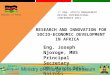 Republic of Kenya 1 ST DBA- AFRICA MANAGEMENT REVIEW INTERNATIONAL CONFERENCE 2015 1 RESEARCH AND INNOVATION FOR SOCIO-ECONOMIC DEVELOPMENT IN AFRICA Eng
